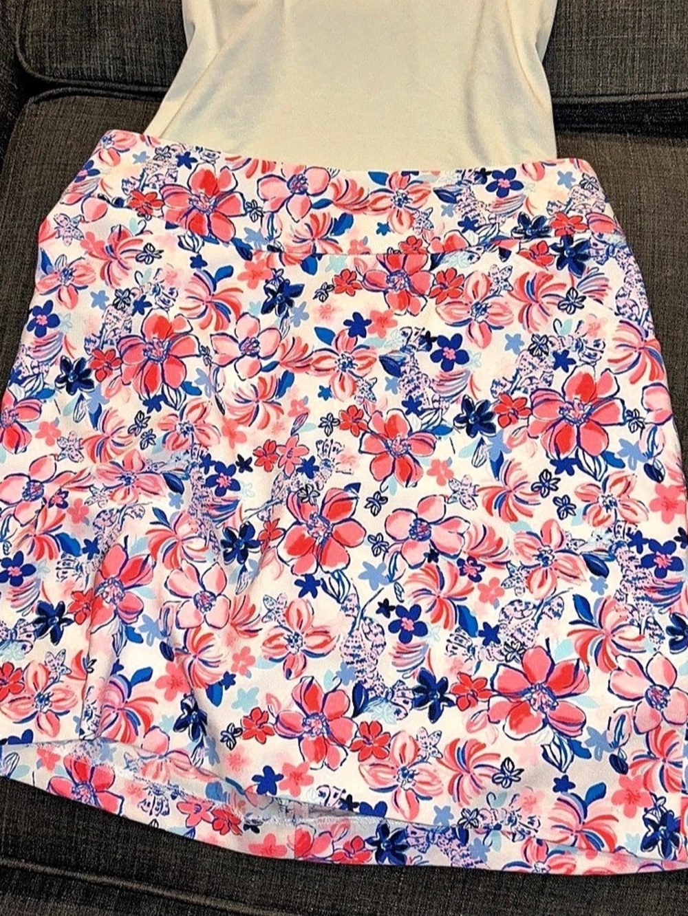 Lilly Pulitzer Floral Mini Skirt in Pink & Blue Like New